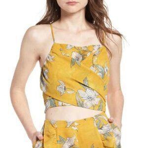 Chriselle x J.O.A. Tie Front Floral Crop Top L
